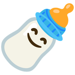 Baby bottle and Smiling face with halo