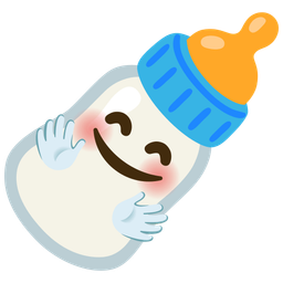 Baby bottle and Smiling face with open hands