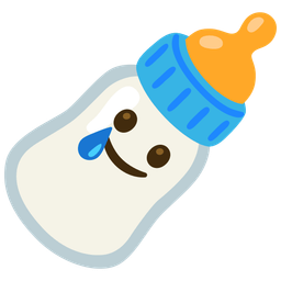 Baby bottle and Smiling face with tear
