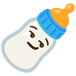 Baby bottle and Smirking face