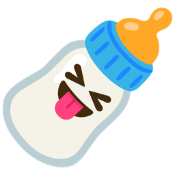 Baby bottle and Squinting face with tongue