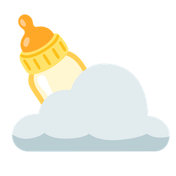 Baby bottle and Sun behind cloud