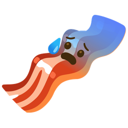bacon and anxious face with sweat