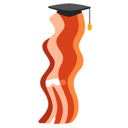 bacon and graduation cap