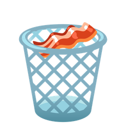 bacon and wastebasket