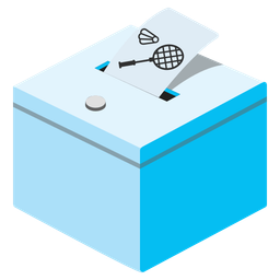 badminton and ballot box with ballot