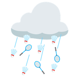 badminton and cloud with rain