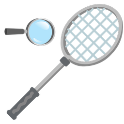 badminton and magnifying glass tilted right