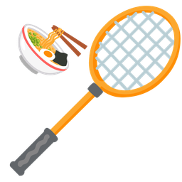 badminton and steaming bowl