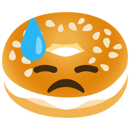 bagel and downcast face with sweat