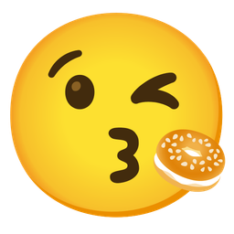 Bagel and Face blowing a kiss