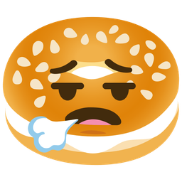 bagel and face exhaling