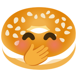 bagel and face with hand over mouth
