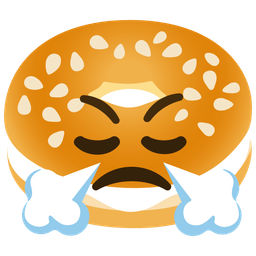 bagel and face with steam from nose