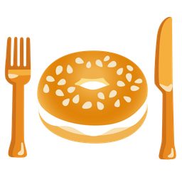 bagel and fork and knife with plate
