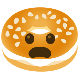 bagel and frowning face with open mouth