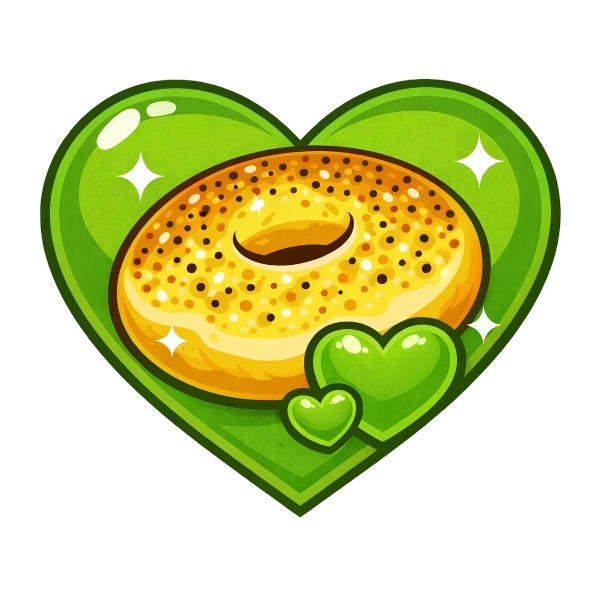 Bagel and Green heart
