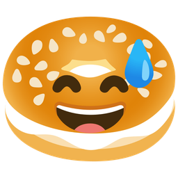 Bagel and Grinning face with sweat