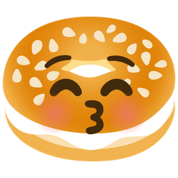 Bagel and Kissing face with closed eyes