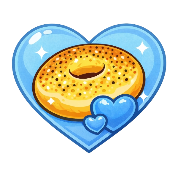 Bagel and Light blue heart