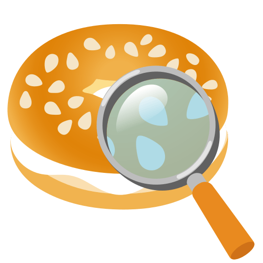 Bagel and Magnifying glass tilted right