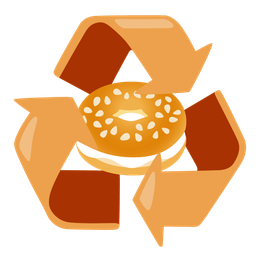 bagel and recycling symbol