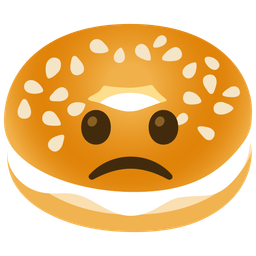 bagel and slightly frowning face