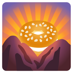 bagel and sunrise over mountains