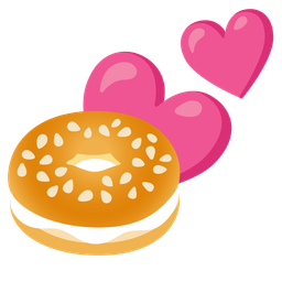 bagel and two hearts
