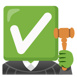 balance scale and check mark button