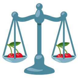 balance scale and cherries