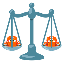balance scale and crab