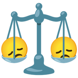 balance scale and disappointed face