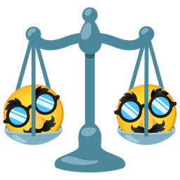 balance scale and disguised face