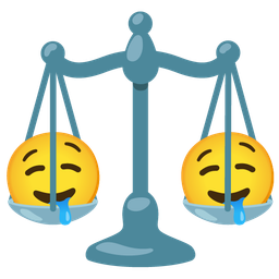 balance scale and drooling face