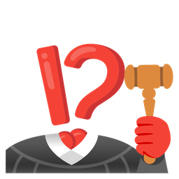 balance scale and exclamation question mark