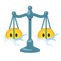 balance scale and face in clouds