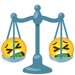 balance scale and face vomiting