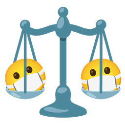 balance scale and face with medical mask