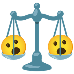balance scale and face with open mouth