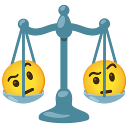 balance scale and face with raised eyebrow