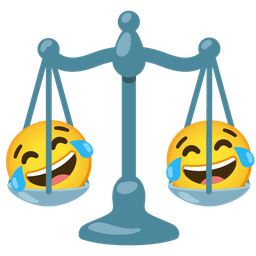 Balance scale and Face with tears of joy