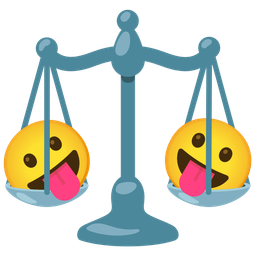 Balance scale and Face with tongue