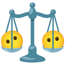 balance scale and face without mouth