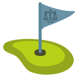 balance scale and flag in hole