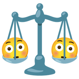 balance scale and flushed face
