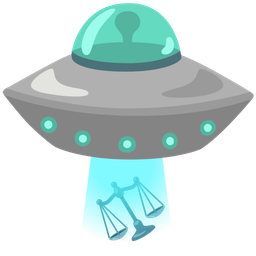 balance scale and flying saucer