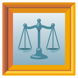 balance scale and framed picture