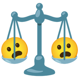 balance scale and frowning face with open mouth