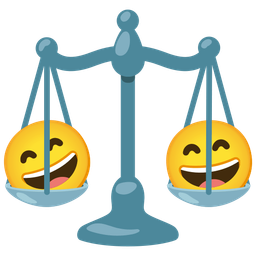 Balance scale and Grinning face with smiling eyes
